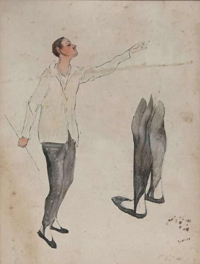 Null 归属于Charles Félix GIR (1883-1941)《芭蕾舞大师》 纸上水墨画。

30,2 x 23,1 cm 正在观看。 

染色剂。