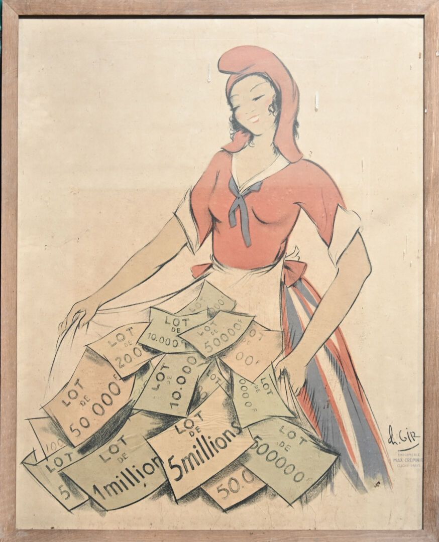 Null Charles Félix GIR (1883-1941) 海报 "Loterie nationale" 纸上海报，右下角有版画签名。没有标题。由马克&hellip;