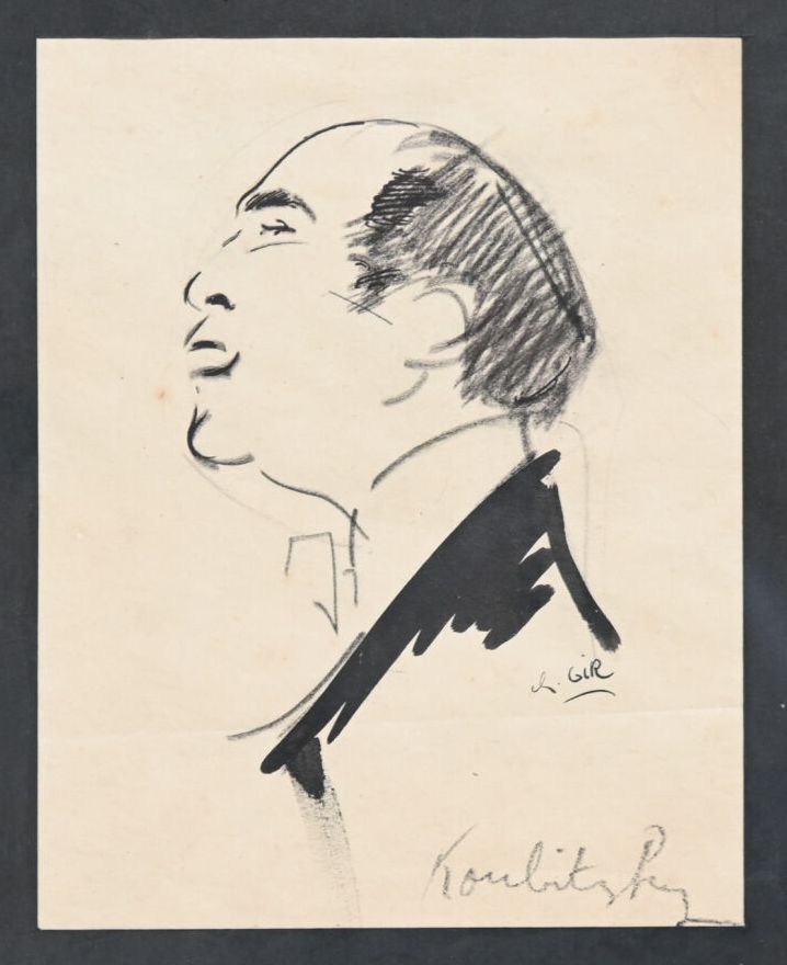 Null Charles Félix GIR (1883-1941) "Portrait de Koubitzky" Fusain et encre sur p&hellip;
