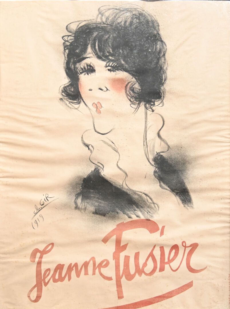 Null Charles Félix GIR (1883-1941) "Poster of Jeanne Fusier" Print on paper sign&hellip;