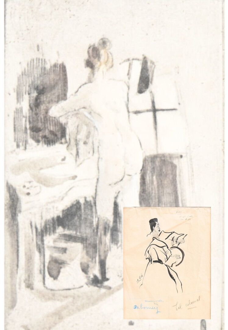 Null Charles Félix GIR (1883-1941) 两幅画。

"蚀刻版画。23 x 15厘米，正在观看。 

"纸上水墨"，有签名和注解，日&hellip;