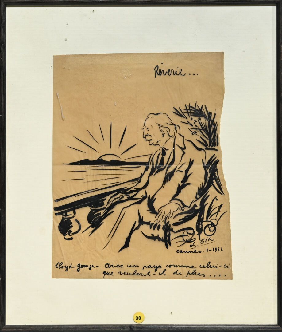 Null Charles Félix GIR (1883-1941) "Rêverie..." Encre sur papier signé, daté 192&hellip;