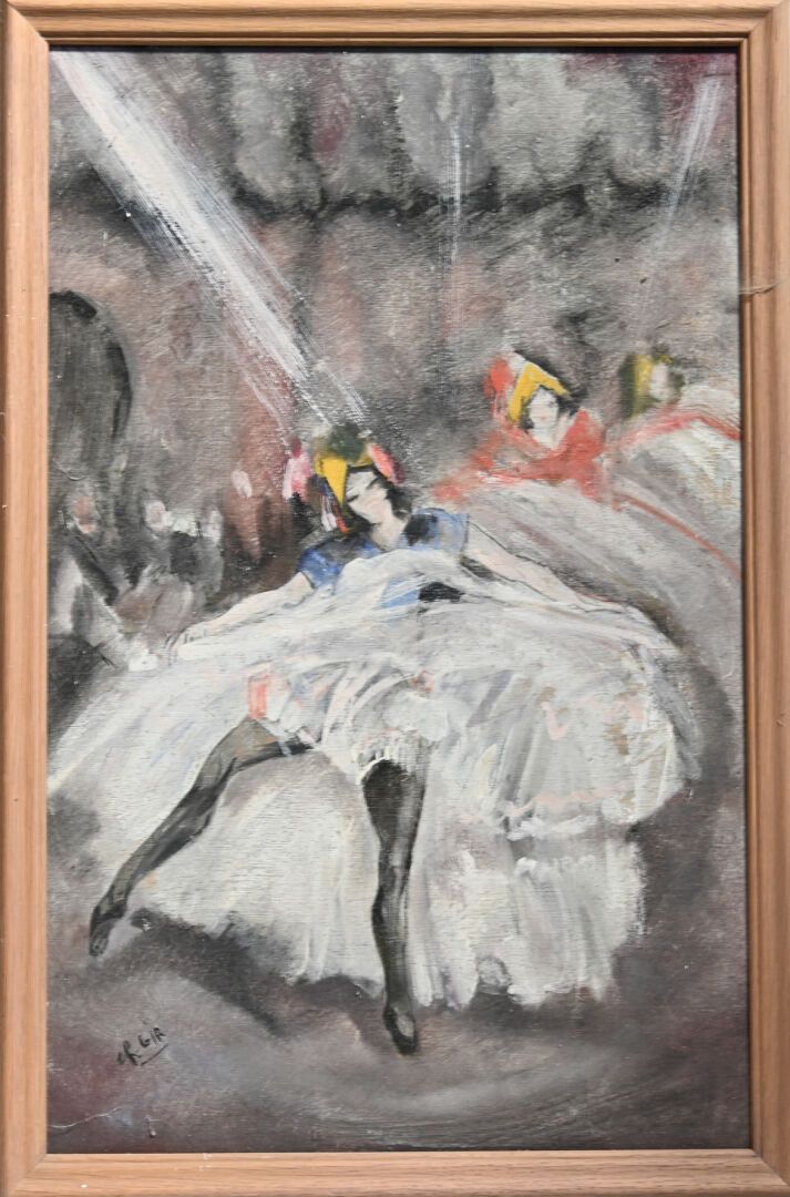 Null Charles Félix GIR (1883-1941) "Scène de danse" 木板油画，左下方有签名。

60,7 x 38厘米。