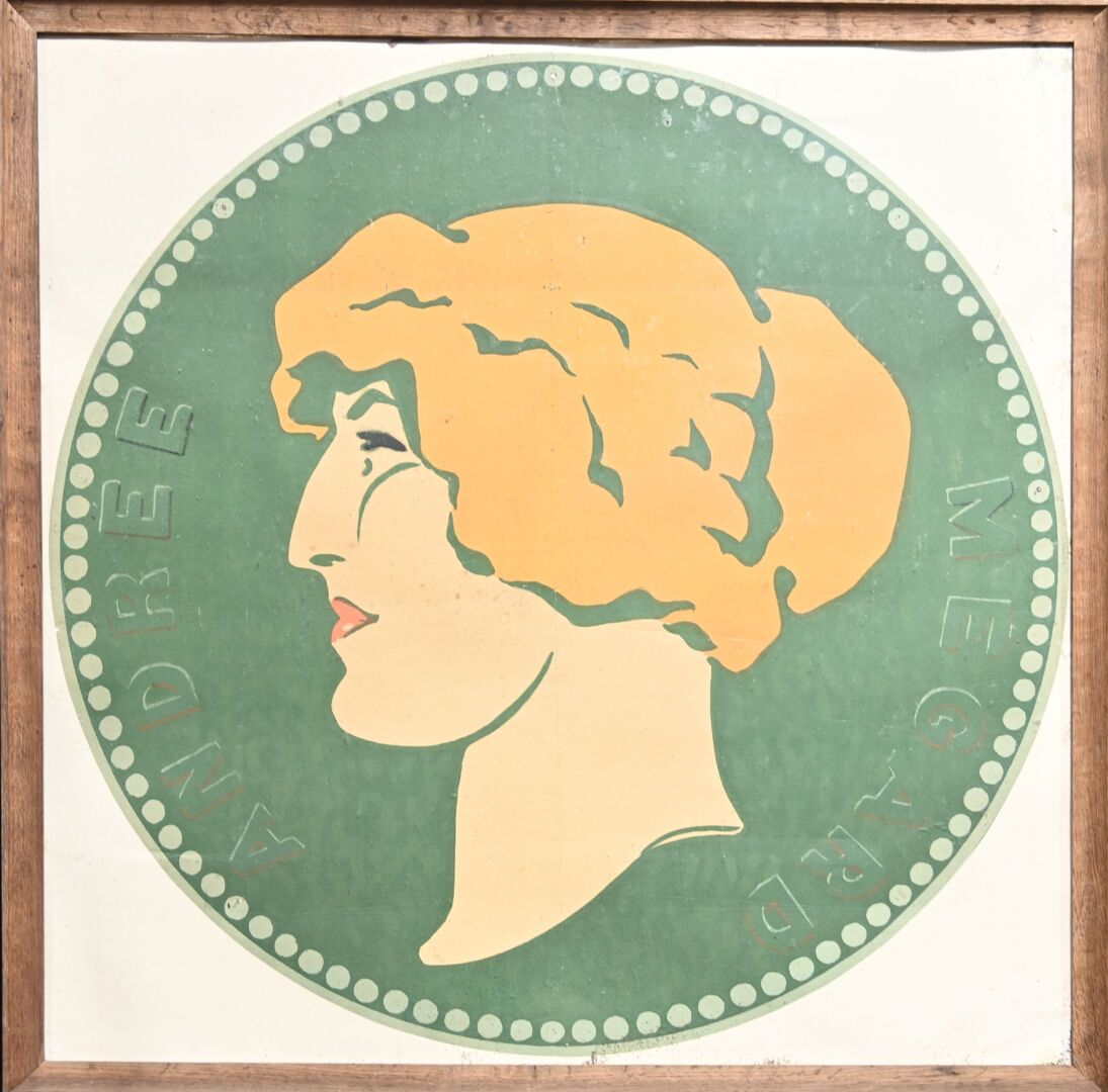 Null Charles Félix GIR (1883-1941) "André Mégard" 纸板石版画。 安德烈-梅加德（1866 - 1952）法国女&hellip;