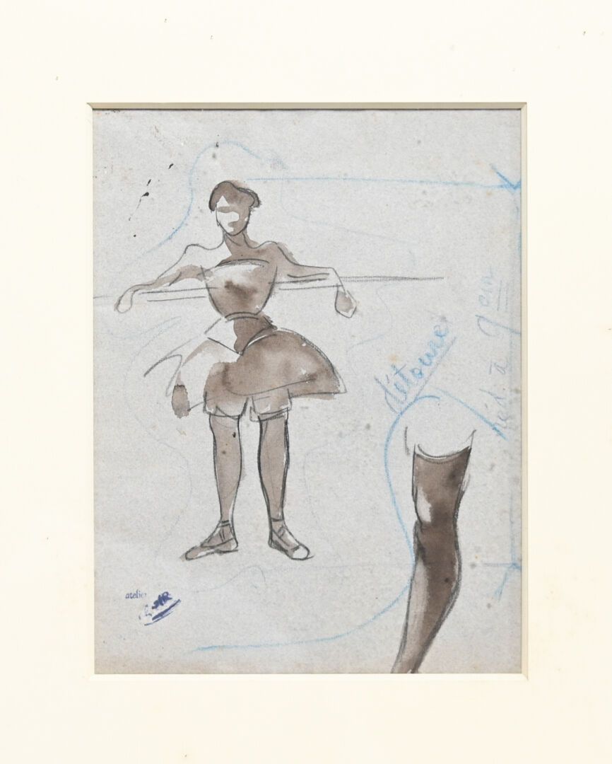 Null Charles Félix GIR (1883-1941) "Étude de danseuse" Fusain, encre et crayon s&hellip;