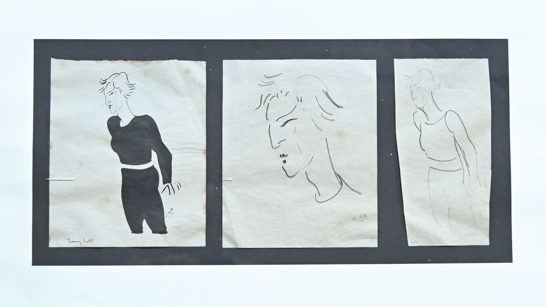 Null Charles Félix GIR (1883-1941) "Tommy Foottit in three positions" 三幅画，纸上的墨水和&hellip;