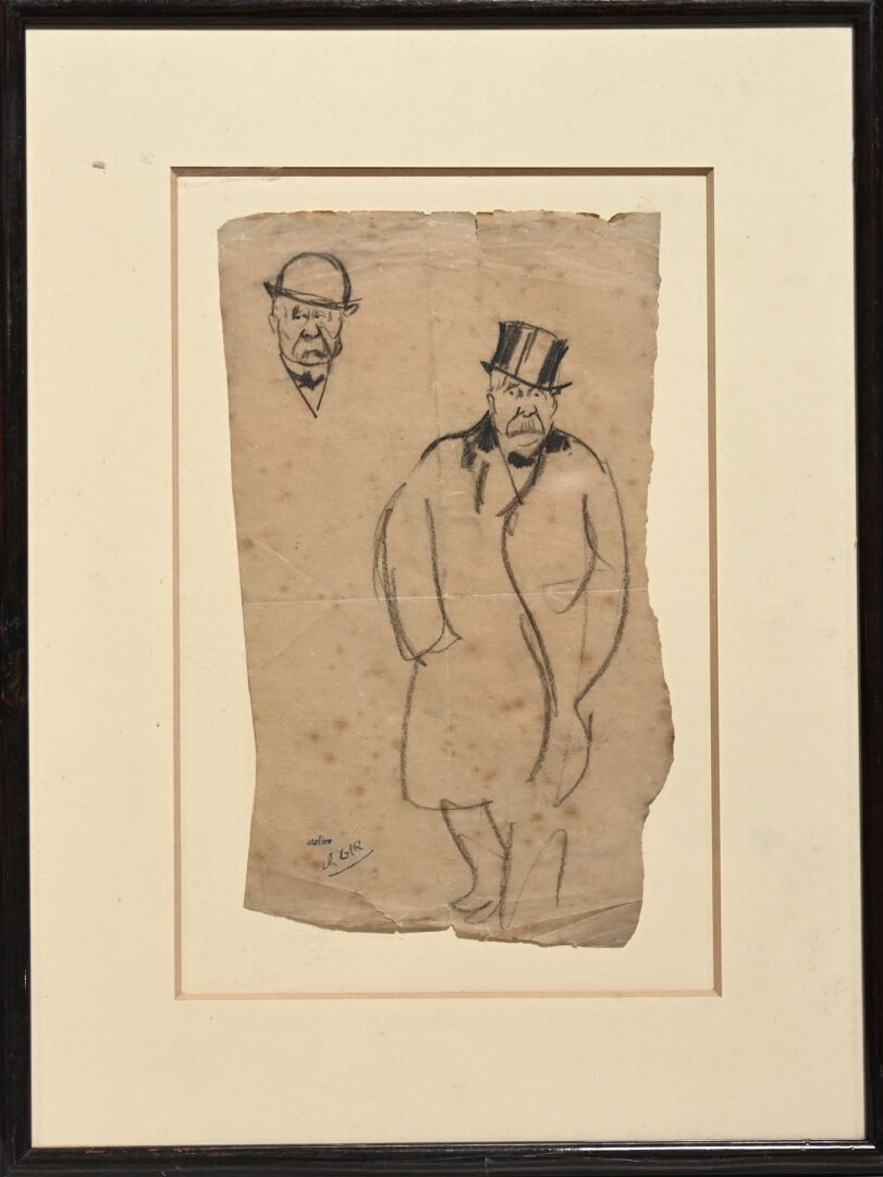 Null Charles Félix GIR (1883-1941) "Hommes en haut de forme et chapeau melon" Fu&hellip;
