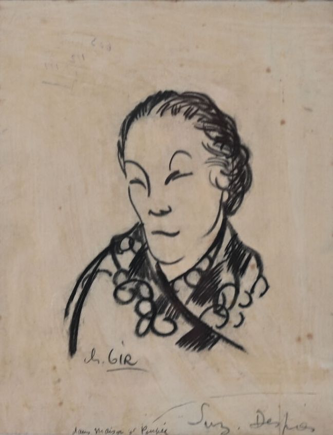 Null Charles Félix GIR (1883-1941)《La maison de poupée中的Suzanne Desprès肖像》 纸上炭笔，&hellip;