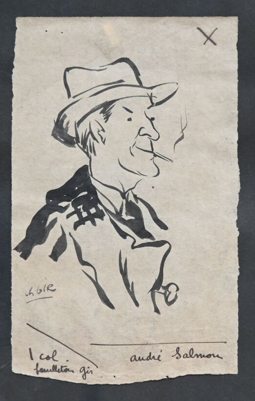 Null Charles Félix GIR (1883-1941) "Portrait d'André Salmon*" Encre sur papier s&hellip;