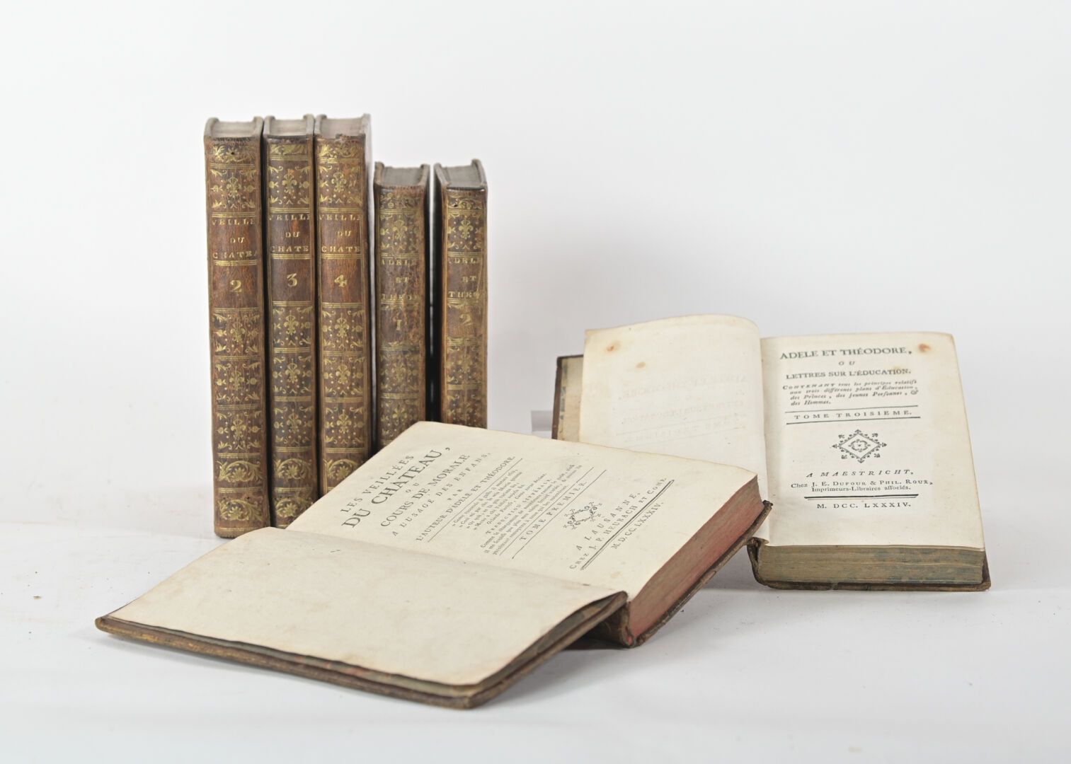 Null [Madame de GENLIS] Lot of 2 titles in 7 volumes bound in full basane, smoot&hellip;