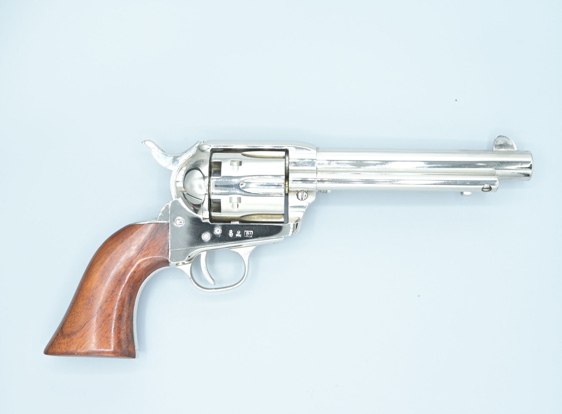 Null 黑火药左轮手枪COLT FRONTIER型。Cal. 44.N°149589.镀镍处理。新的条件。