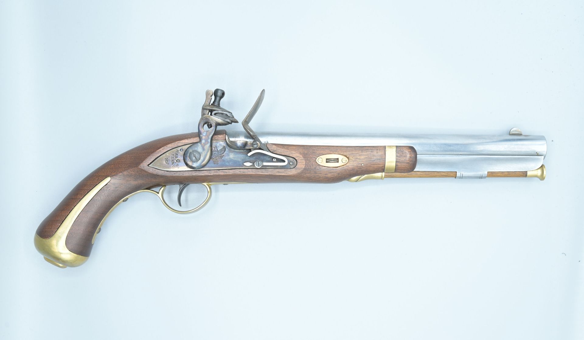 Null Pistolet à silex et à poudre noire. Modèle US HARPER FERI 1807. Cal. 58. Fa&hellip;