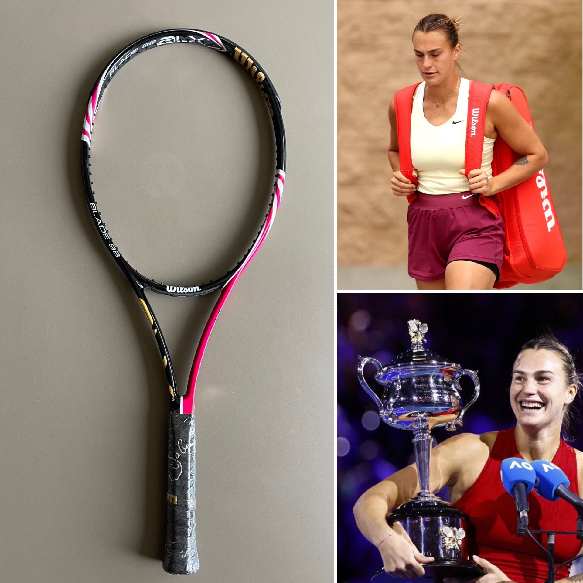 Null Wilson racquet signed by Aryna Sabalenka, WTA n°1 in 2021

Provenance :
- G&hellip;