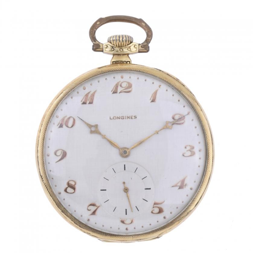 LONGINES. POCKET WATCH. LONGINES. 

Case in 18kt gold.

Dial with Arabic numeral&hellip;