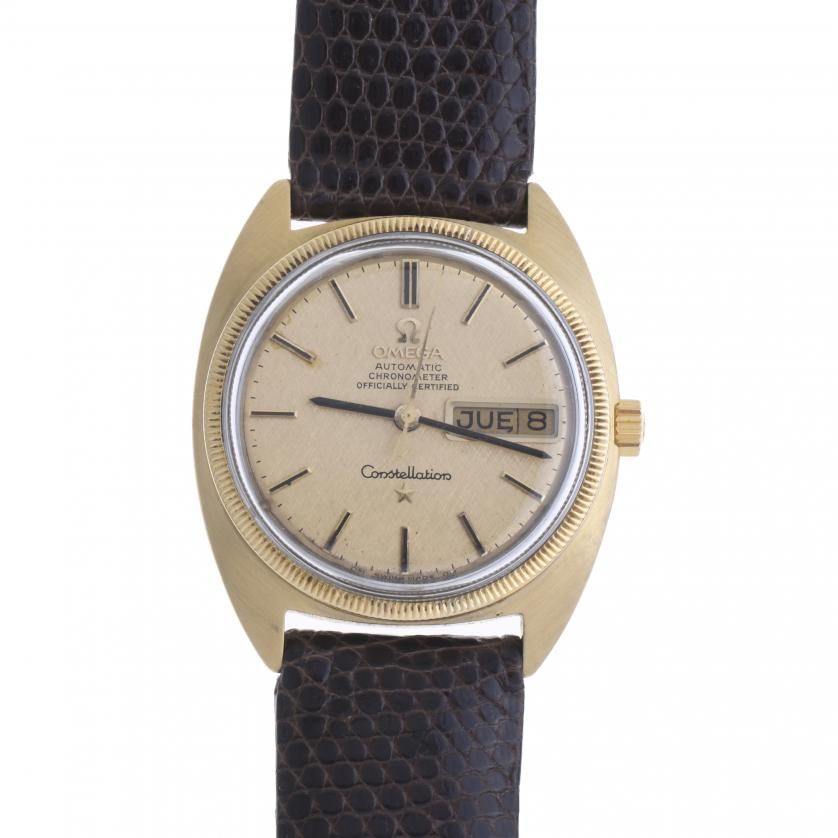 OMEGA CONSTELLATION AUTOMATIC CHRONOMETER. MEN'S WRISTWATCH, Or jaune 18kt. Verr&hellip;