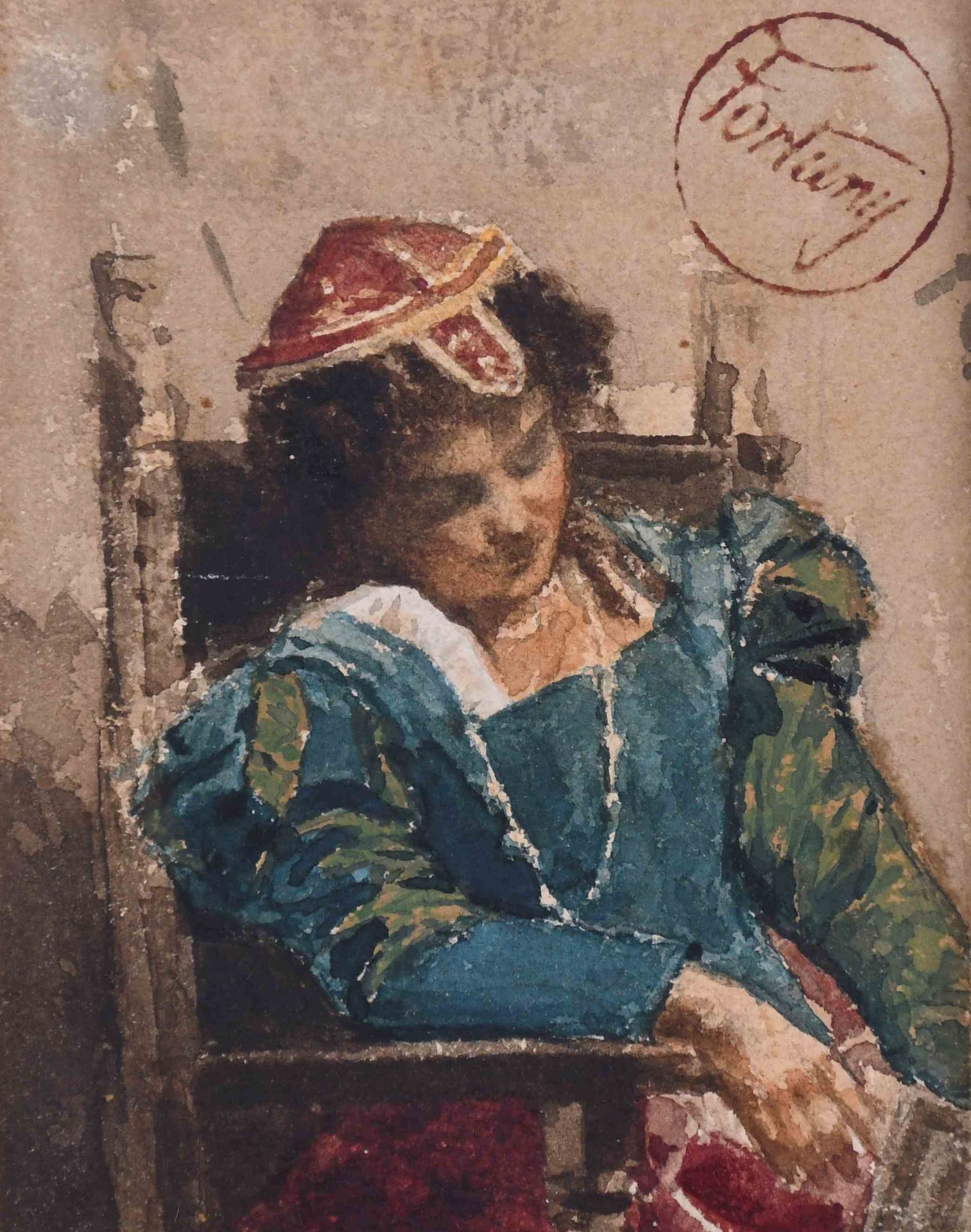 MARIANO FORTUNY I MARSAL (1838-1874). "LADY SITTING". Aquarell auf Papier._x000D&hellip;