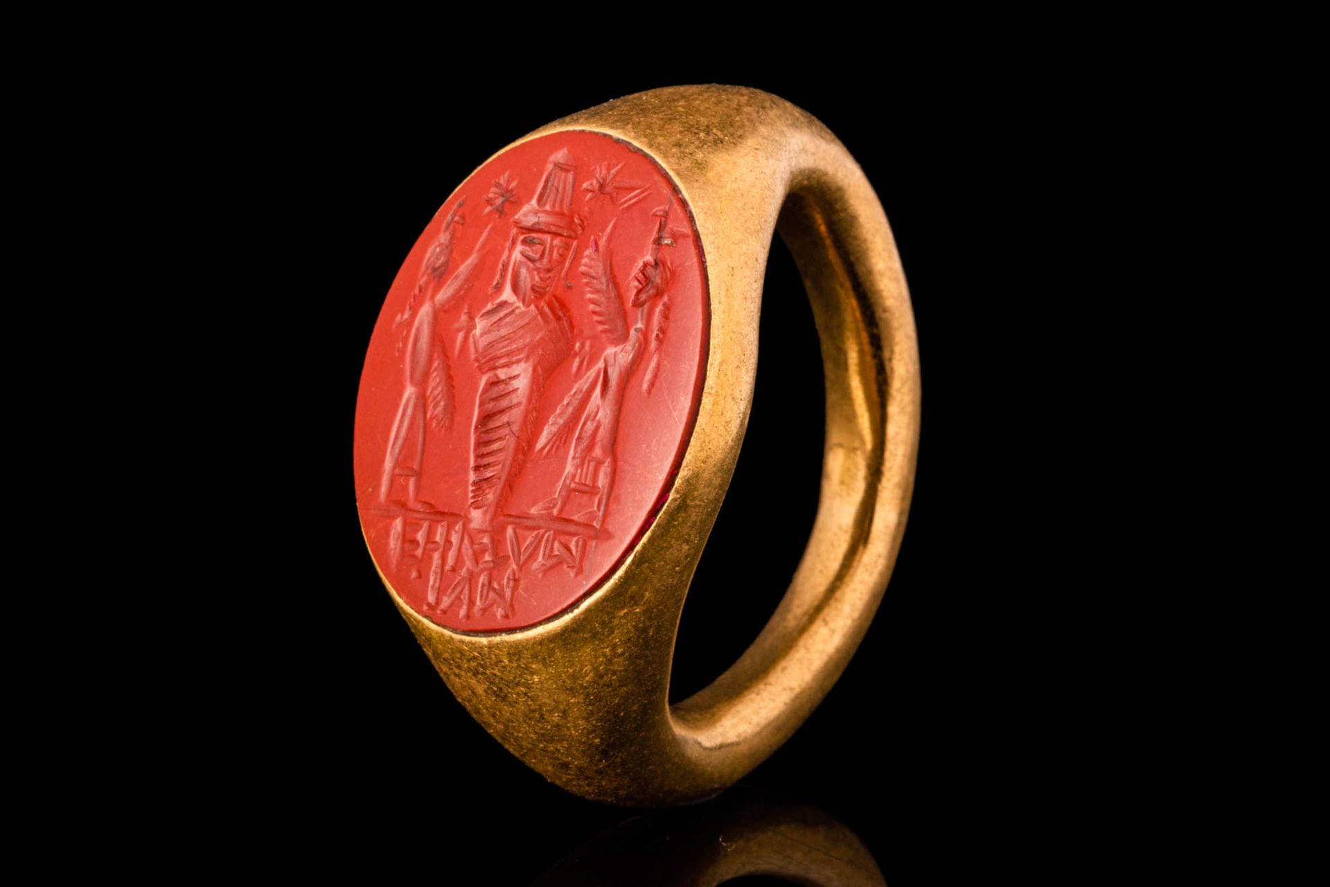 ROMAN GOLD FINGER RING WITH JASPER INTAGLIO OF OSIRIS Ca. 100 - 300 APR.
Bague r&hellip;