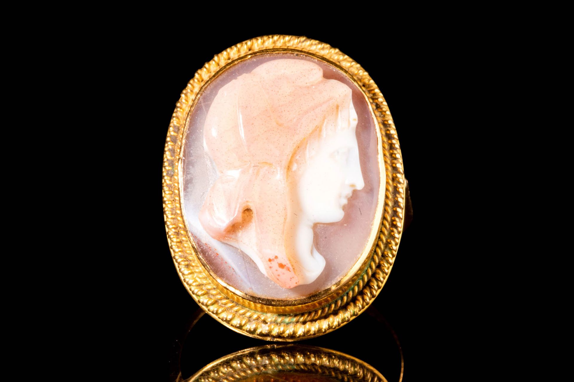 NEO-CLASSICAL CAMEO IN GOLD RING DEPICTING A VEILED WOMAN Ca. AD 1820 - 1880.
Ca&hellip;