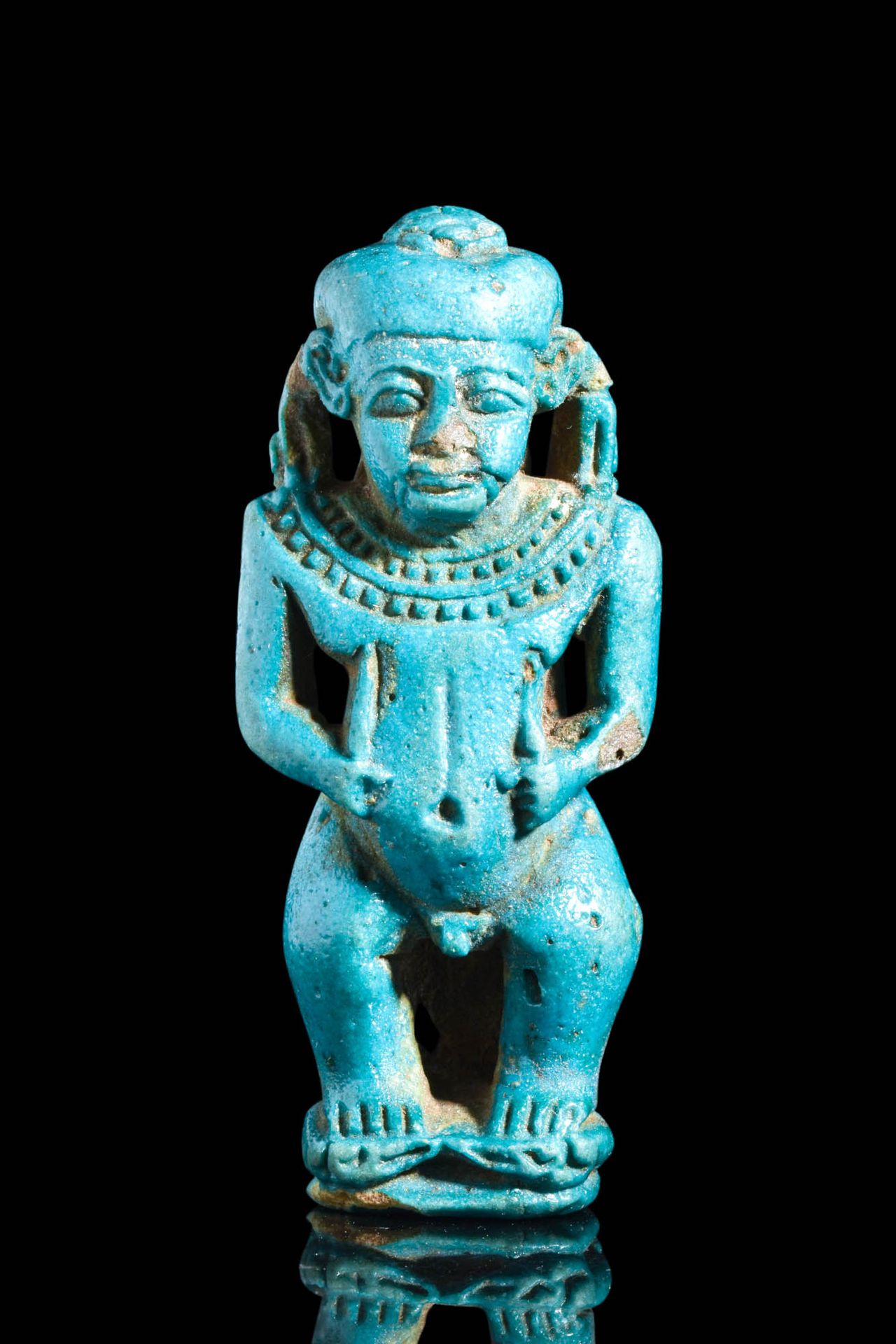 HUGE EGYPTIAN FAIENCE AMULET OF PTAH-PATAIKOS ON CROCODILES Ptolemäische Periode&hellip;