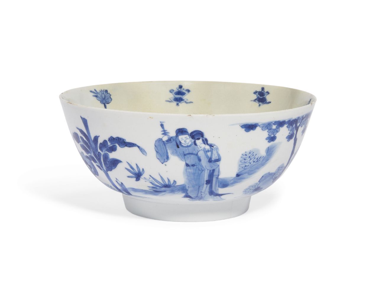 Null A Chinese porcelain blue and white 'night walk' bowl, Kangxi period, the ex&hellip;