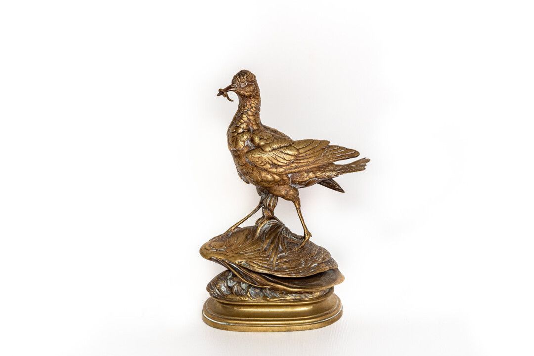 BECASSINE Alphonse Alexandre ARSON (1822-1882). Bécassine en bronze à patine mor&hellip;