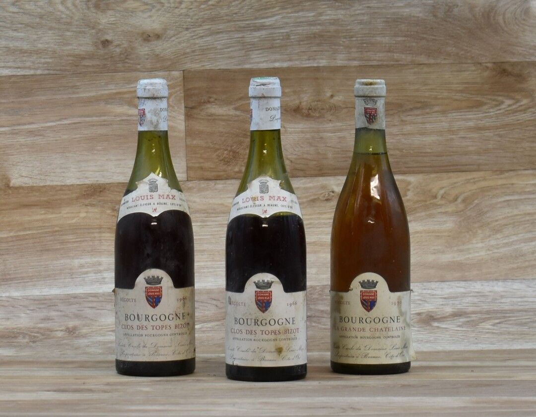 Null Lot of 3 Bottles of which : 2 BOURGOGNE 1966, CLOS DES TOPES BIZOT, LOUIS M&hellip;