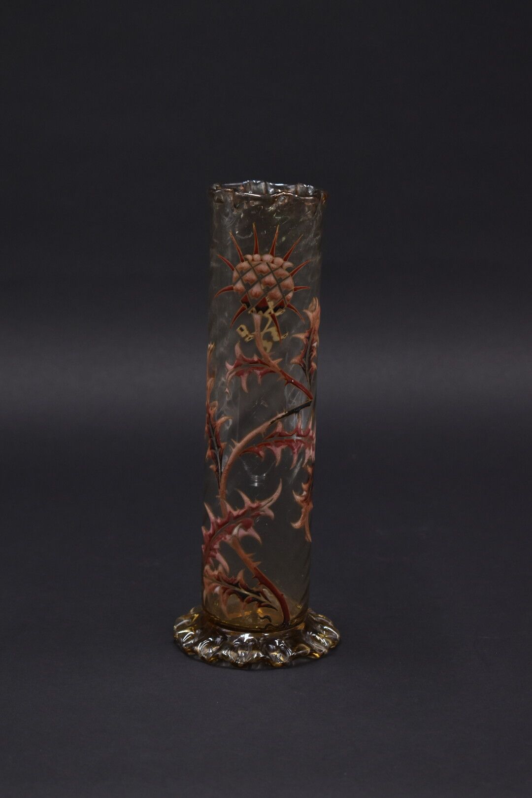 Null Émile GALLE (1864-1904). Vase tubulaire torsadé sur base circulaire modelé &hellip;