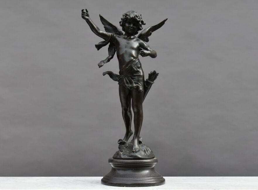 Auguste MOREAU (1834-1917) 奥古斯特-莫罗(1834-1917)。天使。青铜，带有棕色的铜锈。在露台上签名。高度：73厘米