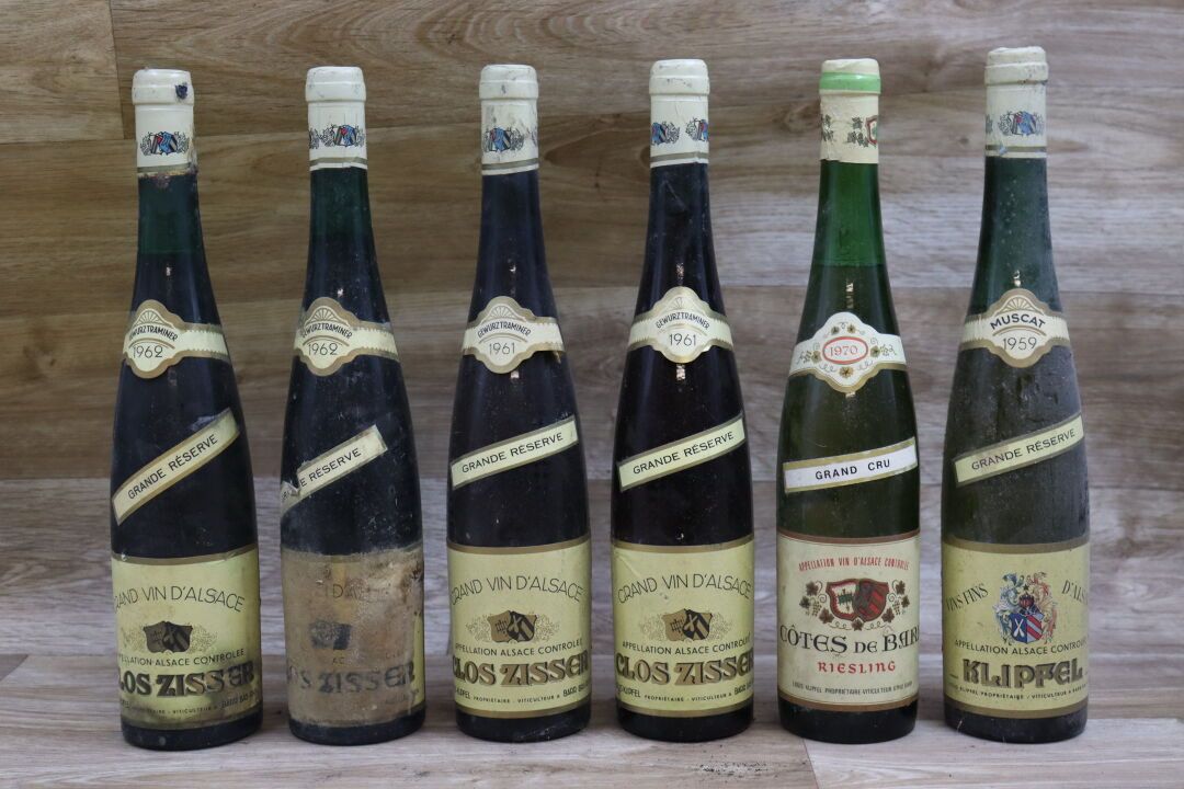 CLOS ZISSER 4 bouteilles de CLOS ZISSER 1962-1961, Louis KLIPFEL. Étiquettes sal&hellip;