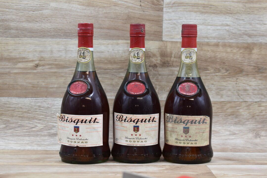 Cognac 3 bouteilles de COGNAC Bisquit Dubouché.