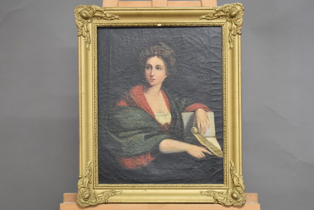 PORTRAIT Ecole du XIXème sicèle dans le goût de Renaissance, Portrait de femme à&hellip;