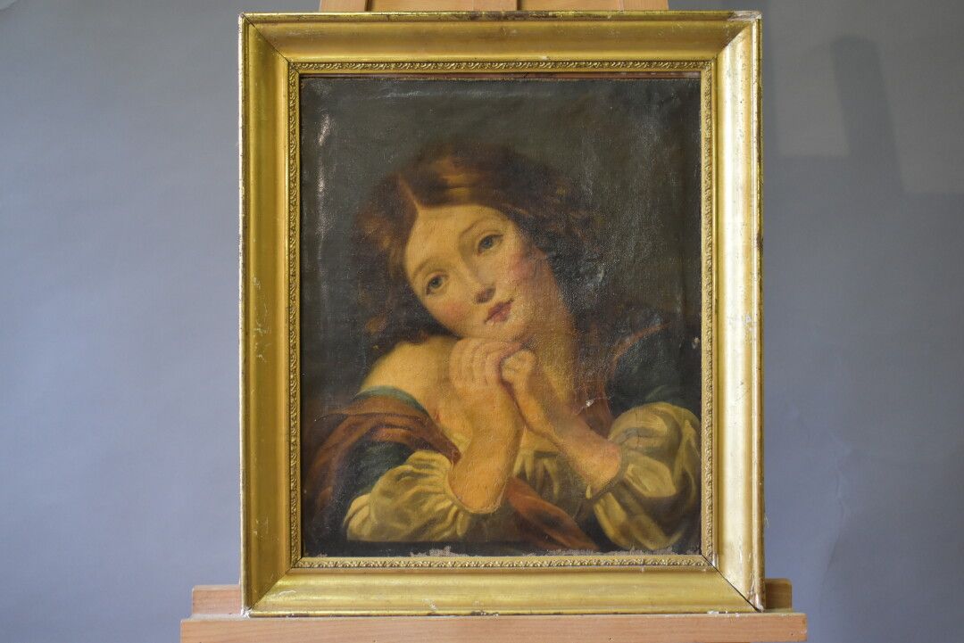Null Ecole française du XIXème siècle, Enfant aux mains jointes, huile sur toile&hellip;