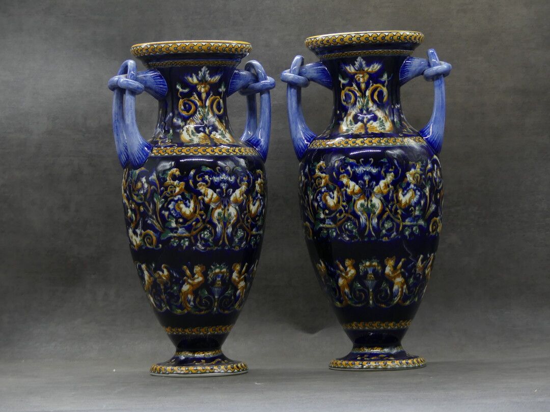 Null GIEN. Pair of baluster vases in earthenware. Signed on the bottom. Height: &hellip;