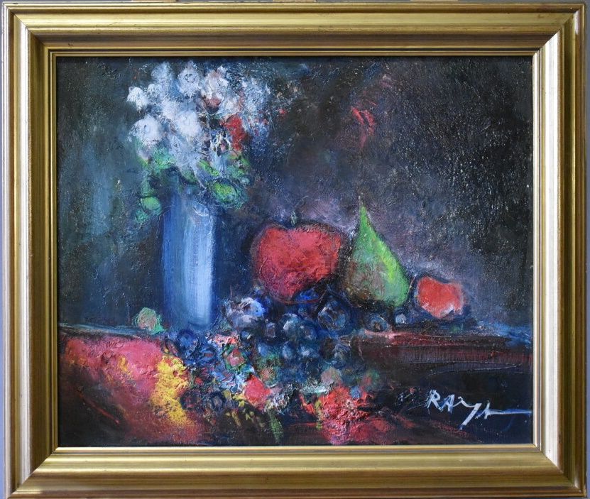 RAYA Alain RAYA-SORKINE dit RAYA (1936) Le bouquet blanc, huile sur toile, Signé&hellip;