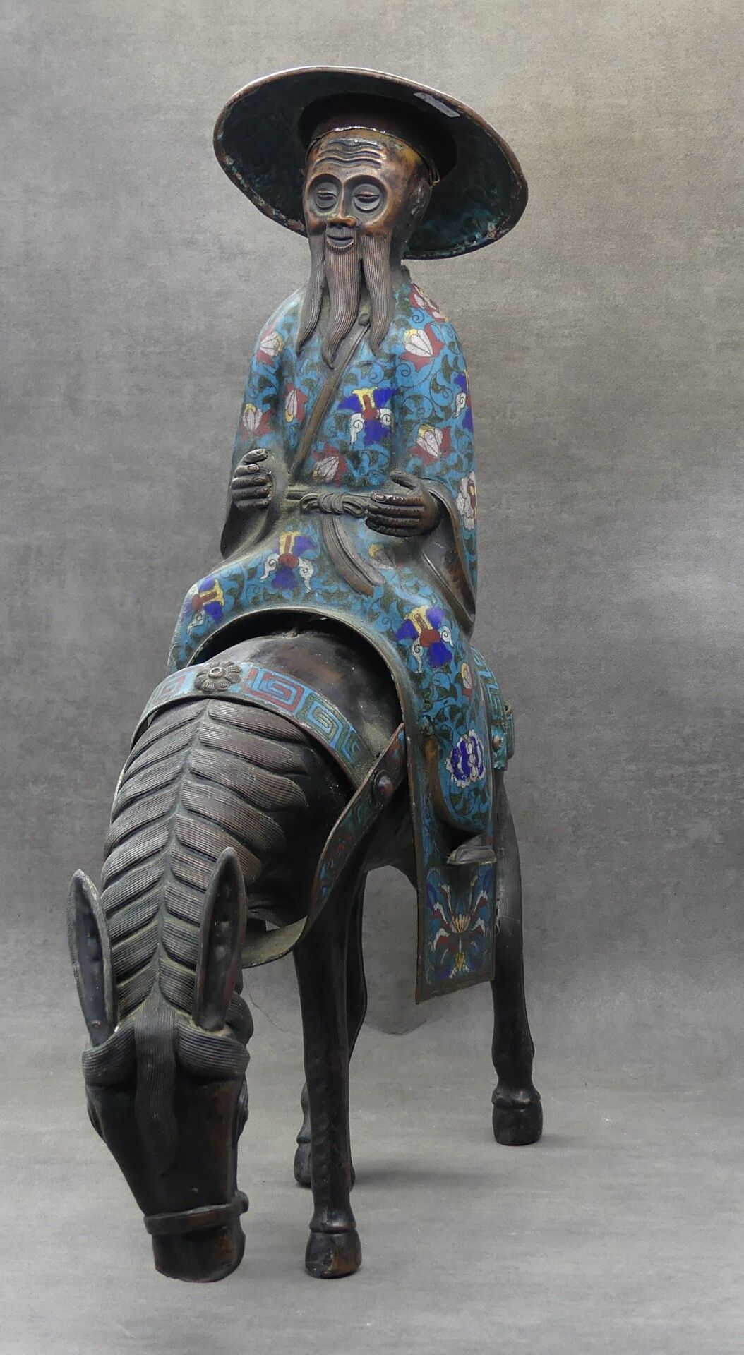 Null CHINA. Sage on his mule. Size : 60 x 47 x 17 cm
