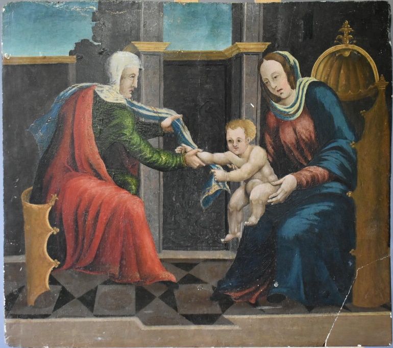 Sainte Anne la Vierge et l'Enfant Ecole espagnole du XVIème siècle, Sainte Anne &hellip;