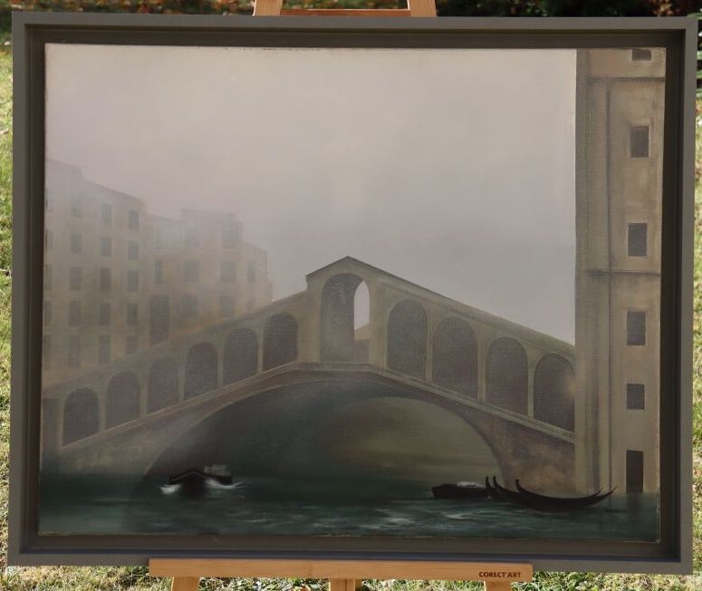 Null Michèle BATTUT. Pont du Rialto à Venise. Huile sur toile, Signée et datée 9&hellip;