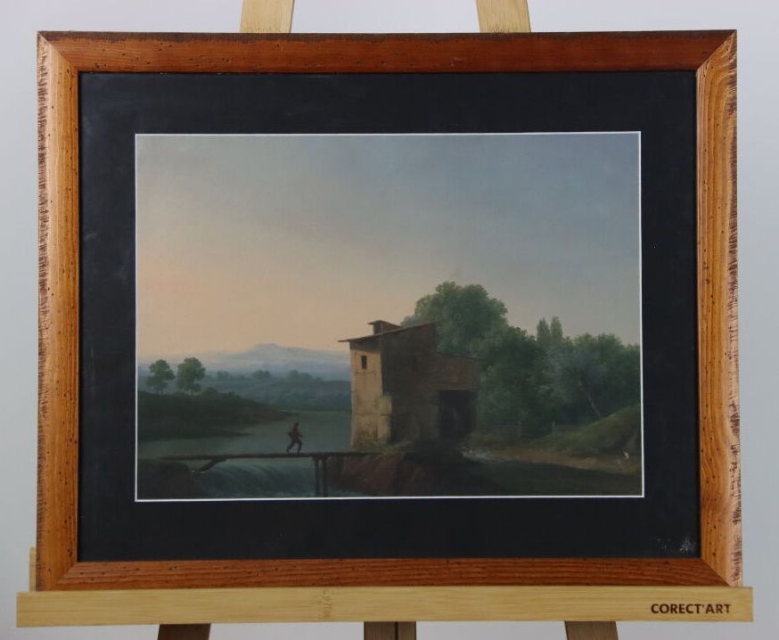 Null Signed DEBOISSIEU or JDB? Gouache representing a landscape of ruins in the &hellip;