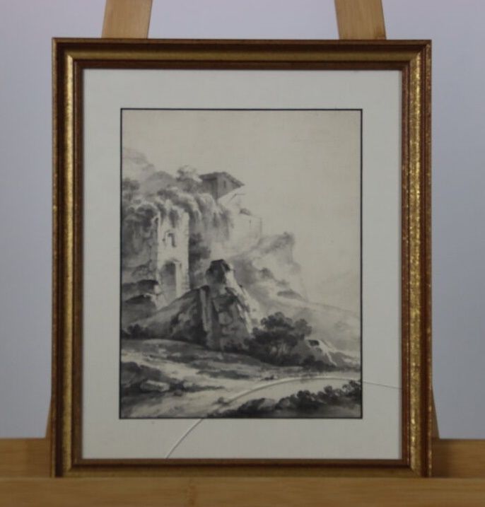 Null Signed DEBOISSIEU or JDB? Watercolor representing a landscape of ruins in b&hellip;