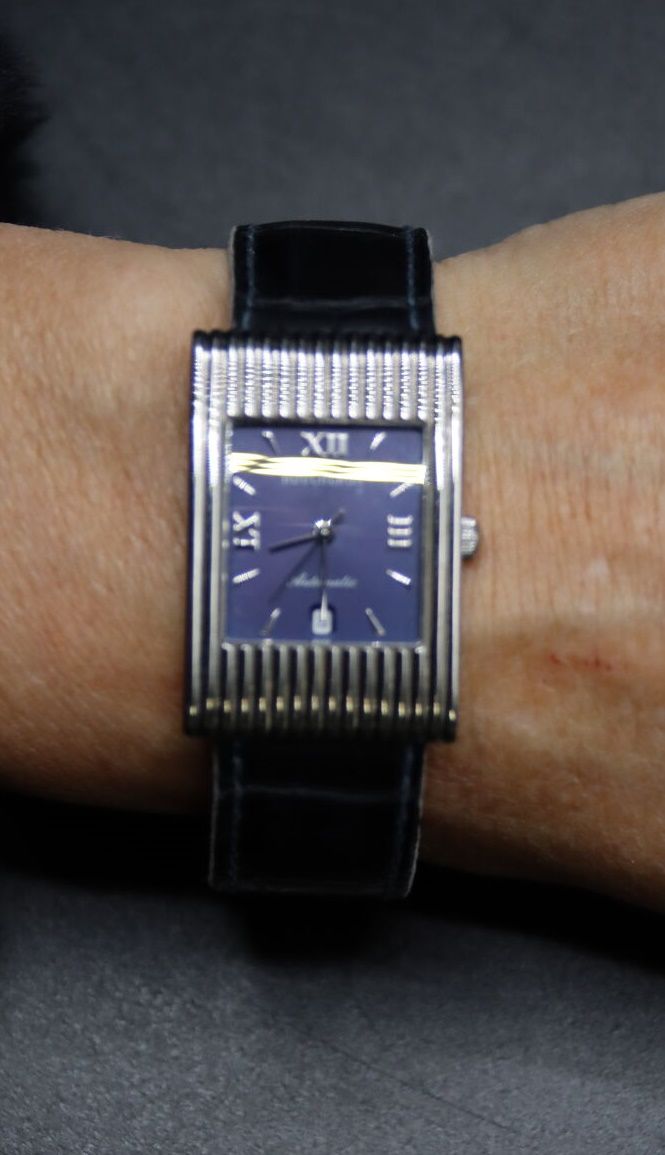 Null 一块宝诗龙钢制手表，6点钟位置有自动日期。皮表带，带折叠扣。

专家：皮埃尔-德拉耶