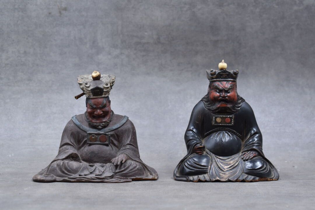 JAPON. Meeting of statues in lacquered wood representing Emma-O. One has sulphur&hellip;