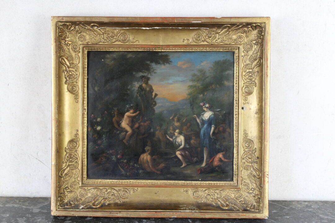 École FRANÇAISE du XVIIIe siècle 18世纪的法国画派，Bacchantes and bacchanals，板上油画。31.5 x&hellip;