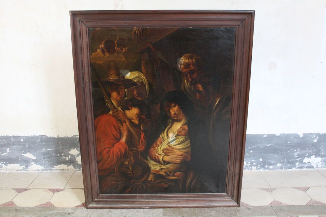 École napolitaine du début du XVIIIe siècle 18世纪初的那不勒斯画派，圣母与儿童。布面油画。132.5 x 104 &hellip;
