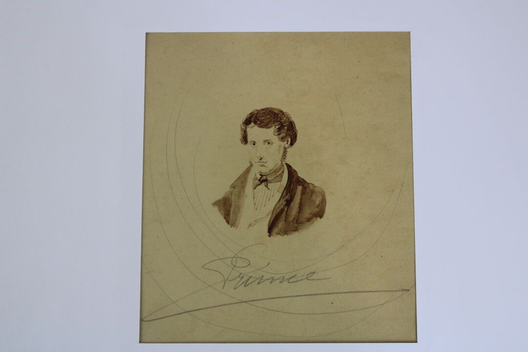 Null [DESSIN] PRINCE, Portrait d'homme, XIXe, dessin aquarellé sur carton fort, &hellip;
