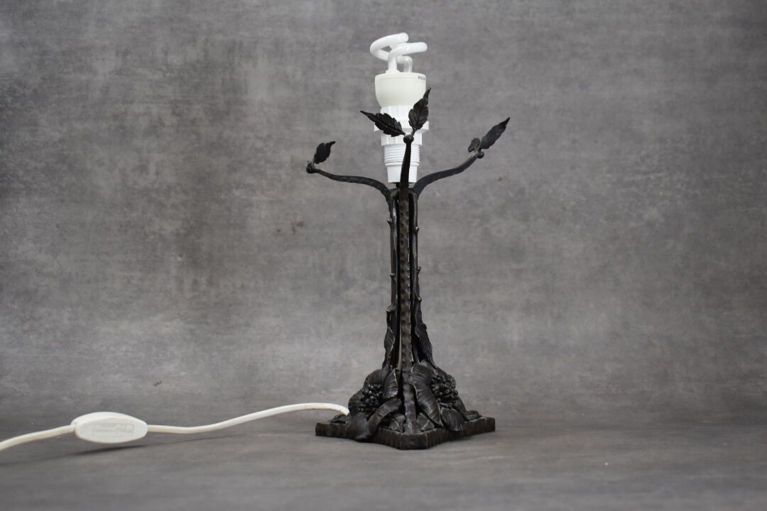 LUNEVILLE Pied de lampe en fer forgé à décor de fleurs et végétaux d'une lampe M&hellip;