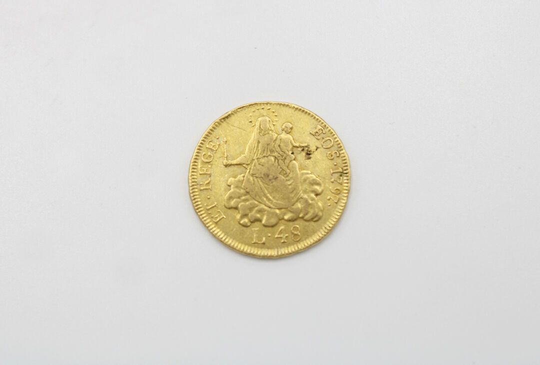 Null ITALY. Republic of Genoa. 48 read. Genoa. 1797 (Fr. 445). Gold. 12,49 g. VG&hellip;