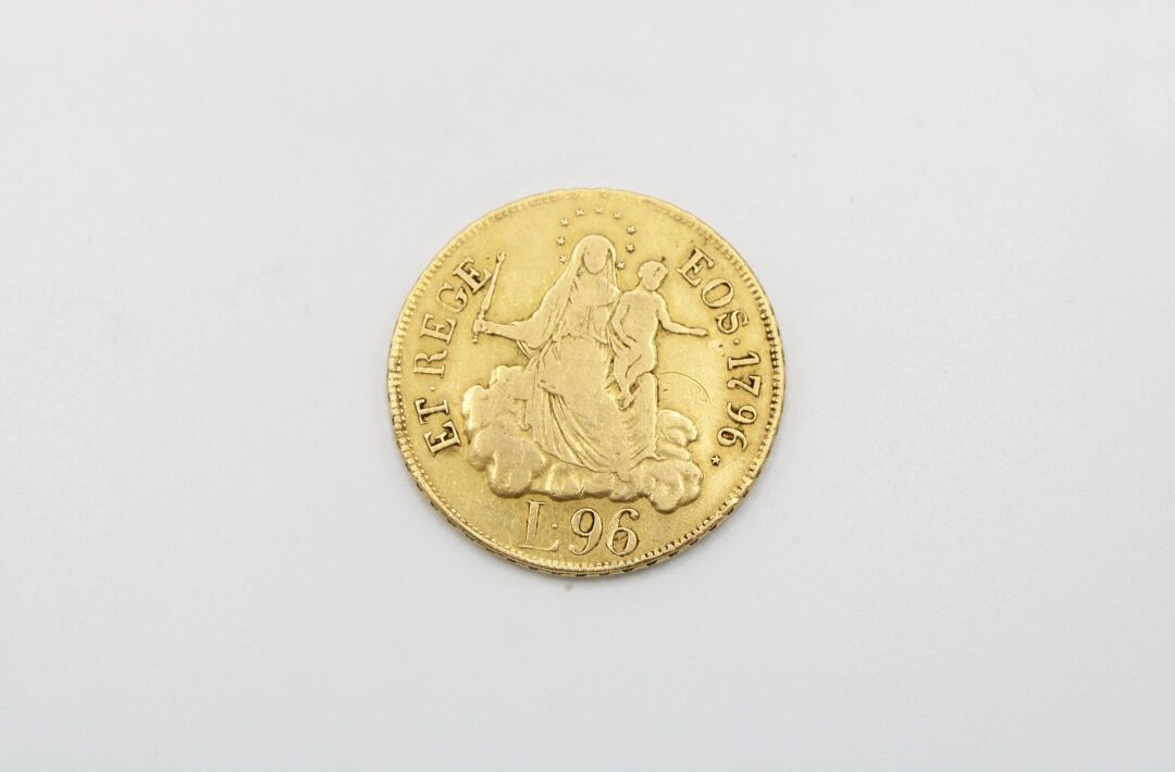 Null 意大利。热那亚共和国。96读。热那亚。1796年(Fr. 444)。黄金。24,95 g.VG。

专家 : Sabine BOURGEY
