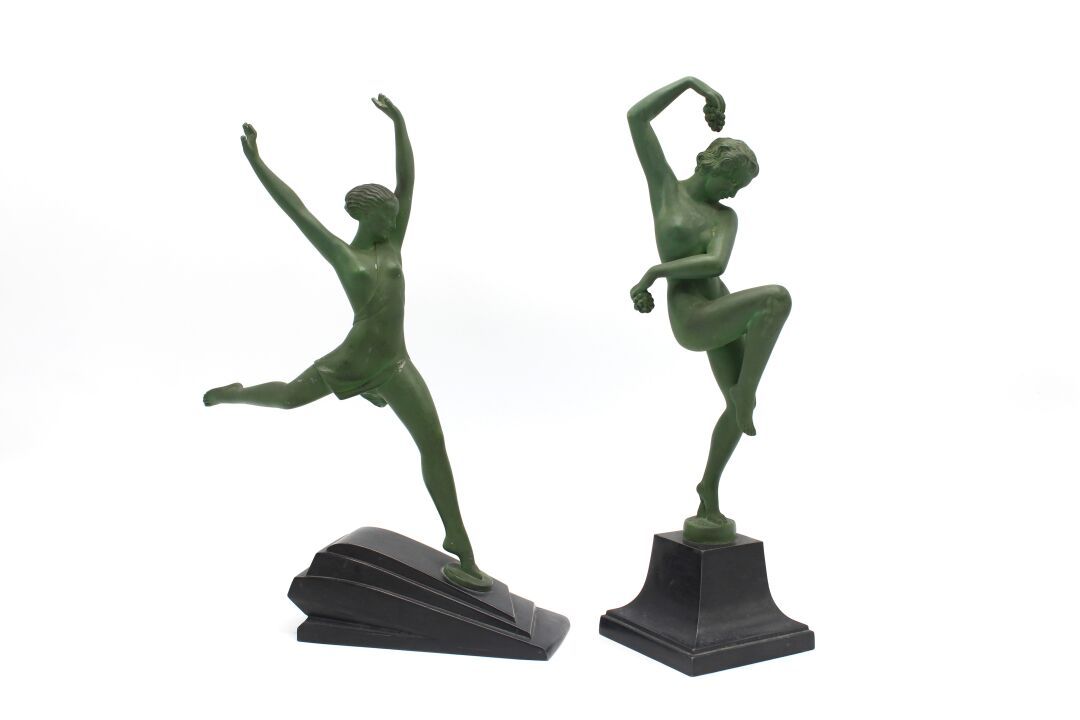 Null 在马克斯-莱弗里尔（1891-1973）之后。两位身着绿色青铜器的主角，代表舞者。
高度：29厘米