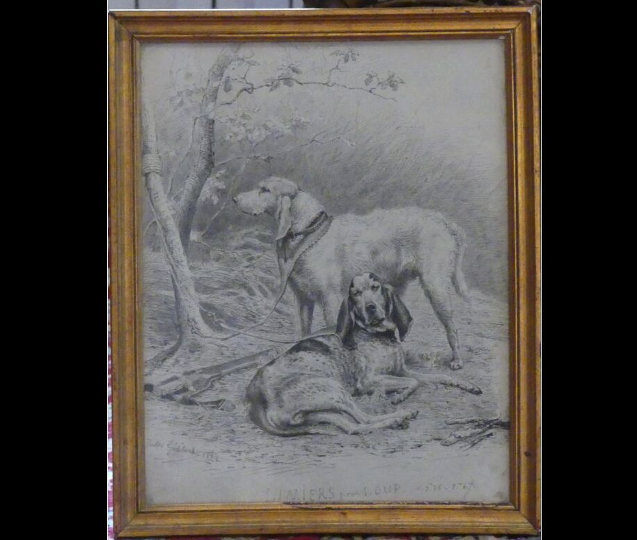 Null Jules Bertrand GÉLIBERT (1834-1916) Perros para lobos, tinta sobre papel, f&hellip;