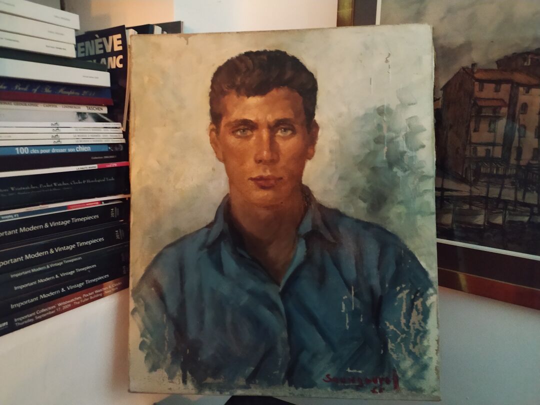 Null Französische Schule des 20. Jahrhunderts, Porträt eines jungen Mannes, Öl a&hellip;